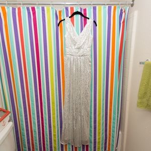 Silver Sequin Maxi Dress